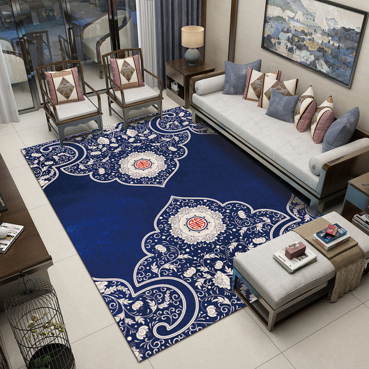 BowLift | Fancy Multicolor Flower Rug Polypropylene Asian Style Rug Stain Resistant Anti-Slip Backing Pet Friendly Rug for Guest Room