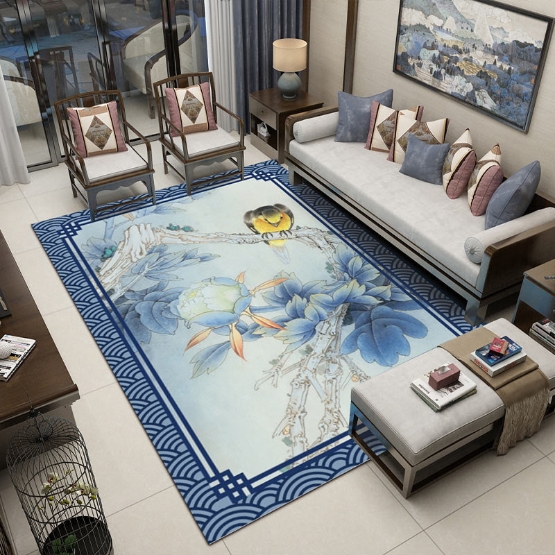 BowLift | Fancy Multicolor Flower Rug Polypropylene Asian Style Rug Stain Resistant Anti-Slip Backing Pet Friendly Rug for Guest Room