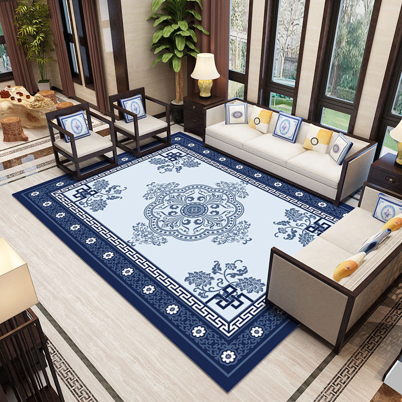 BowLift | Fancy Multicolor Flower Rug Polypropylene Asian Style Rug Stain Resistant Anti-Slip Backing Pet Friendly Rug for Guest Room