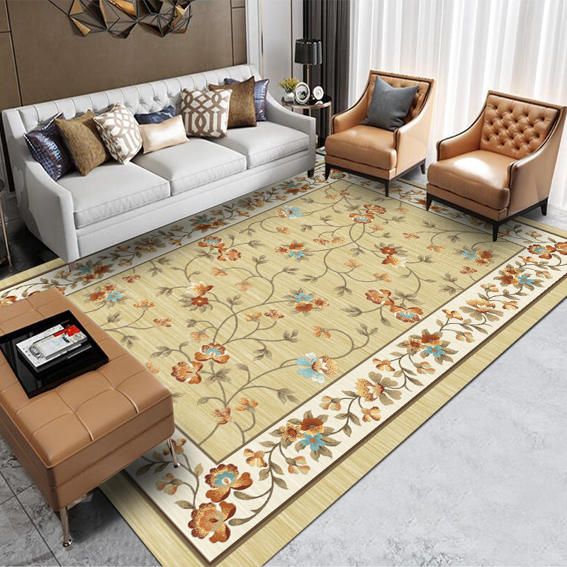 BowLift | Vintage Blossom Print Rug Multicolor Oriental Rug Polypropylene Non-slip Stain-resistant Machine washable Rug for Tea Room