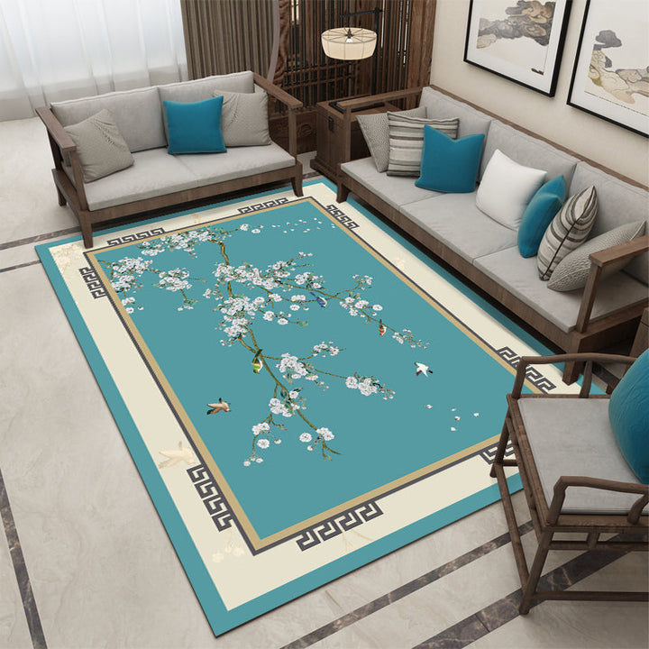 BowLift | Beautiful Multi Color Chinese Carpet Synthetic Floral Print Area Rug Machine Washable Anti-Slip Back Pet Friendly Rug for the Living Room