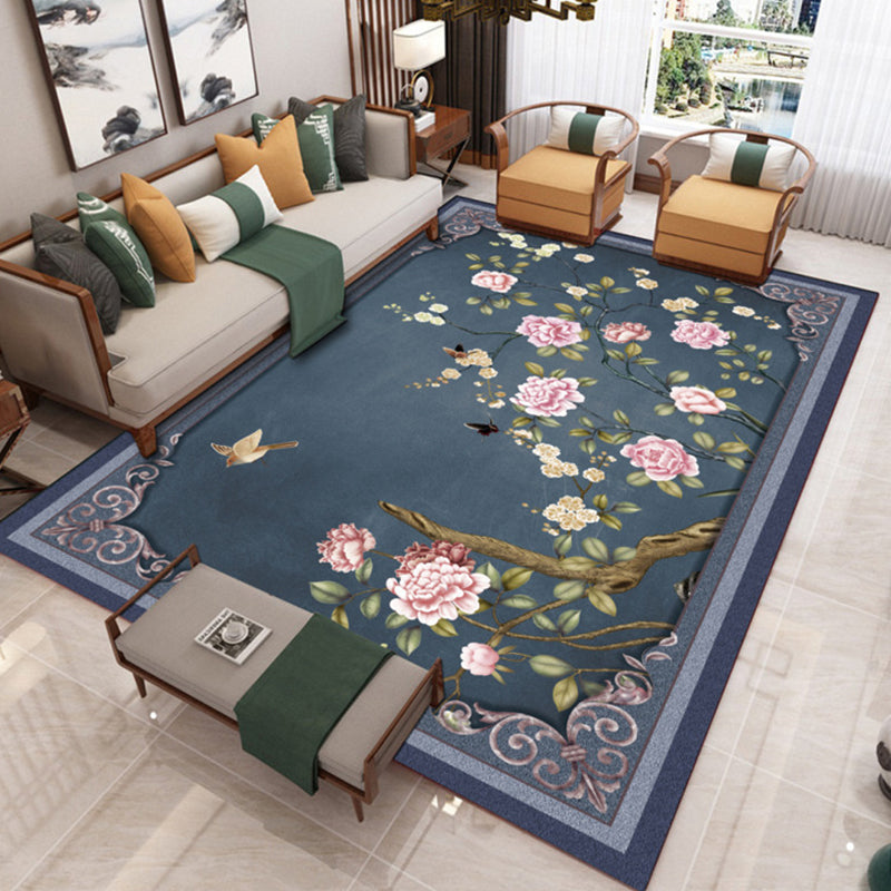 BowLift | Traditional Chinoiserie Rug Multicolor Landscape Print Rug Pet-Friendly Washable Non-Slip Rug for Home