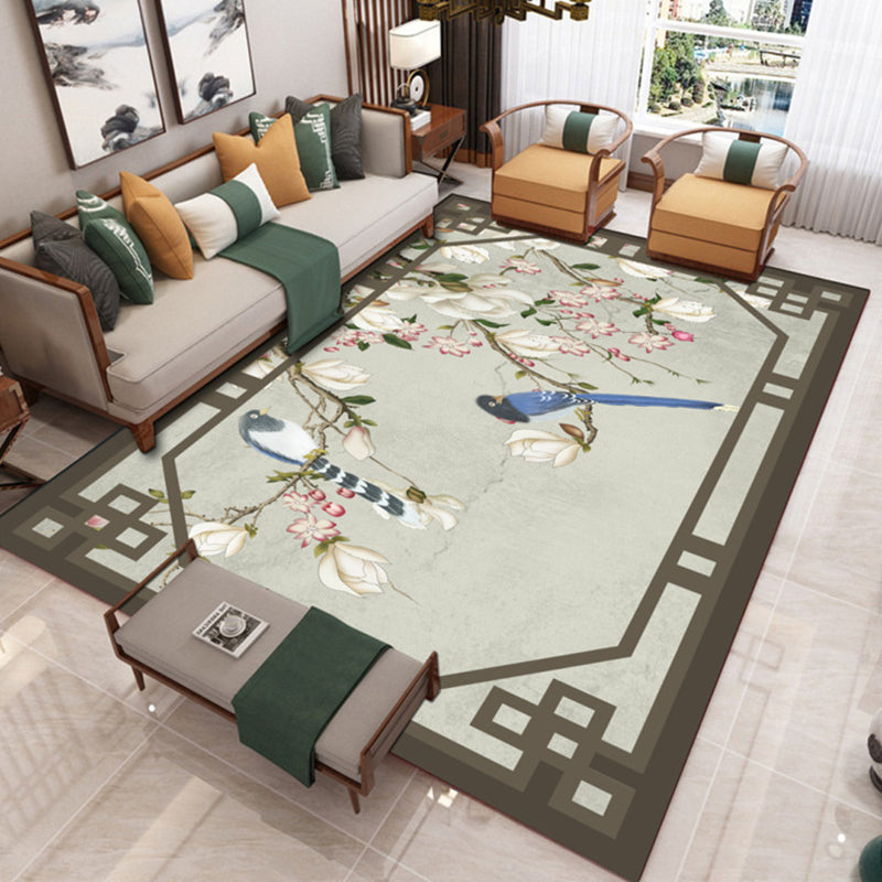 BowLift | Traditional Chinoiserie Rug Multicolor Landscape Print Rug Pet-Friendly Washable Non-Slip Rug for Home