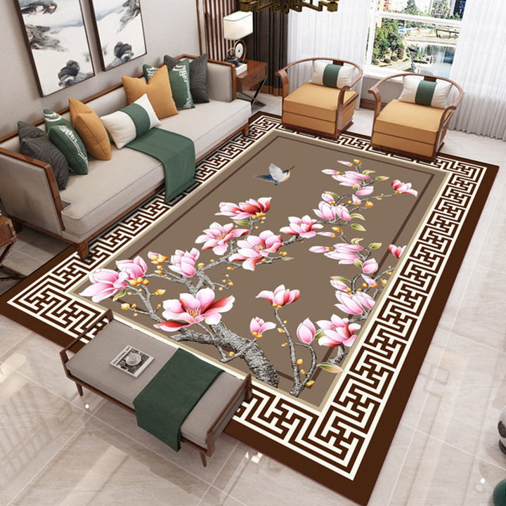 BowLift | Traditional Chinoiserie Rug Multicolor Landscape Print Rug Pet-Friendly Washable Non-Slip Rug for Home