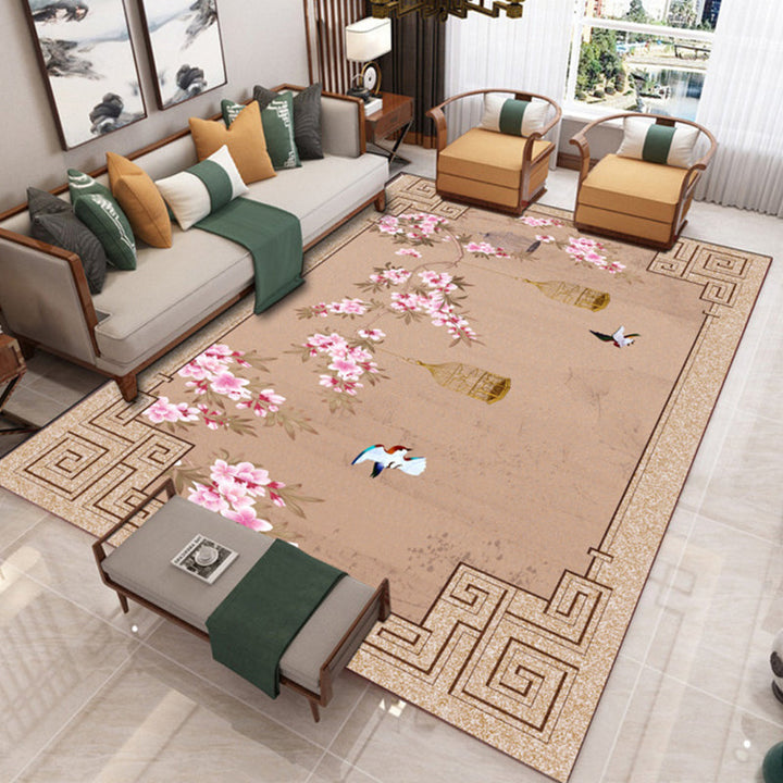 BowLift | Traditional Chinoiserie Rug Multicolor Landscape Print Rug Pet-Friendly Washable Non-Slip Rug for Home