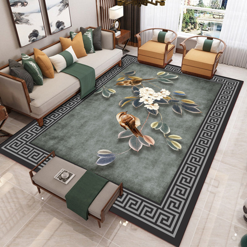 BowLift | Traditional Chinoiserie Rug Multicolor Landscape Print Rug Pet-Friendly Washable Non-Slip Rug for Home
