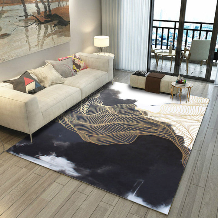 BowLift | Asian Abstract Painting Carpet Multi-Color Polypropylene Area Rug Machine Washable Non-Slip Back Stain Resistant Rug for Large Room
