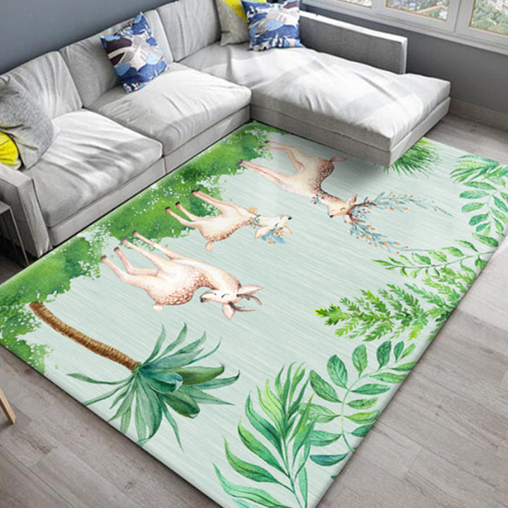 BowLift | Chic Oriental Rug Polyester Flower Botanical Rug Non-slip Machine Washable Pet-friendly Carpet for Living Room