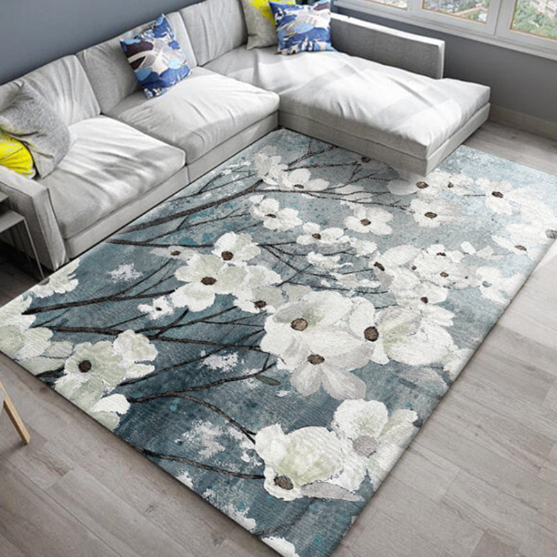 BowLift | Chic Oriental Rug Polyester Flower Botanical Rug Non-slip Machine Washable Pet-friendly Carpet for Living Room