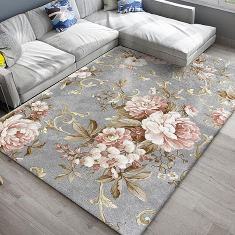 BowLift | Chic Oriental Rug Polyester Flower Botanical Rug Non-slip Machine Washable Pet-friendly Carpet for Living Room