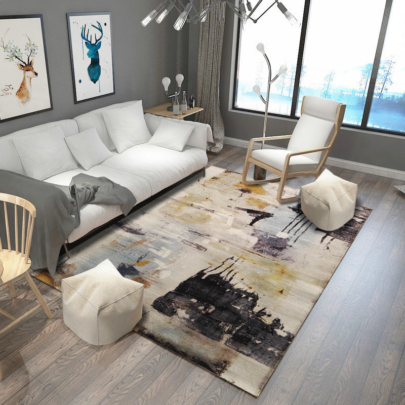 BowLift | Steampunk Living Room Carpet Multicolored Rustic Surface Look Carpet Synthetic Stain Resistant Non-Slip Pet Friendly Indoor Carpet