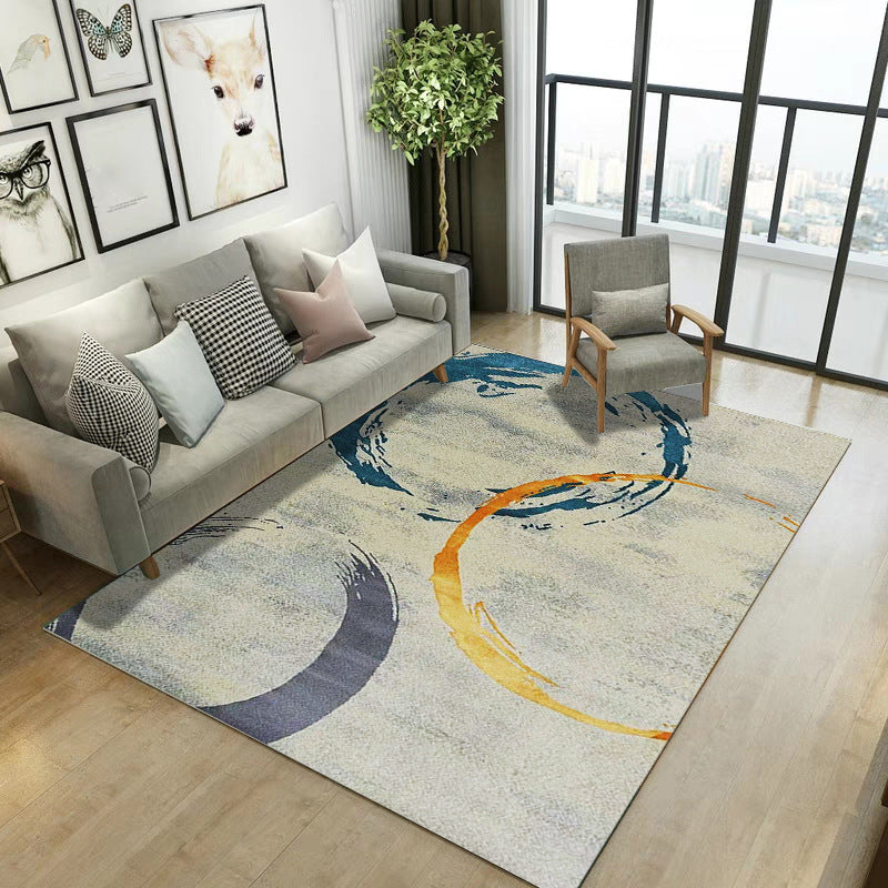 BowLift | Aesthetics Abstract Area Rug Multicolored Industrial Carpet Synthetic Non-slip Stain Resistant Machine Washable Rug for the Living Room