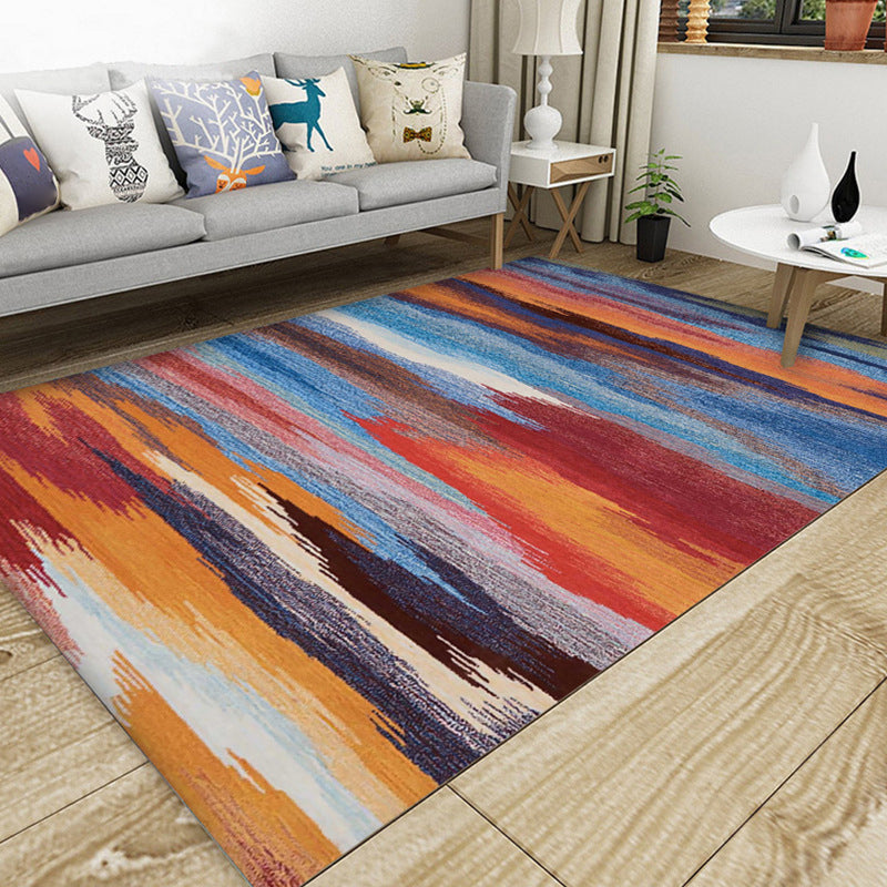 BowLift | Classic Multicolor Industrial Carpet Polyester Abstract Painting Carpet Non-Slip Back Machine Washable Stain Resistant Carpet for Lounge