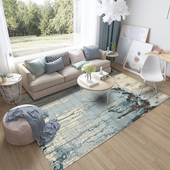 BowLift | Retro Abstract Painting Print Rug Multicolored Industrial Rug Polyester Stain Resistant Non-Slip Back Machine Washable Rug for Room