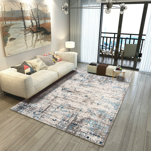 BowLift | Retro Abstract Painting Print Rug Multicolored Industrial Rug Polyester Stain Resistant Non-Slip Back Machine Washable Rug for Room