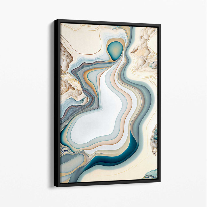 Abstract Contemporary Canvas Print in Beige and Blue No. 3 | Bowlift