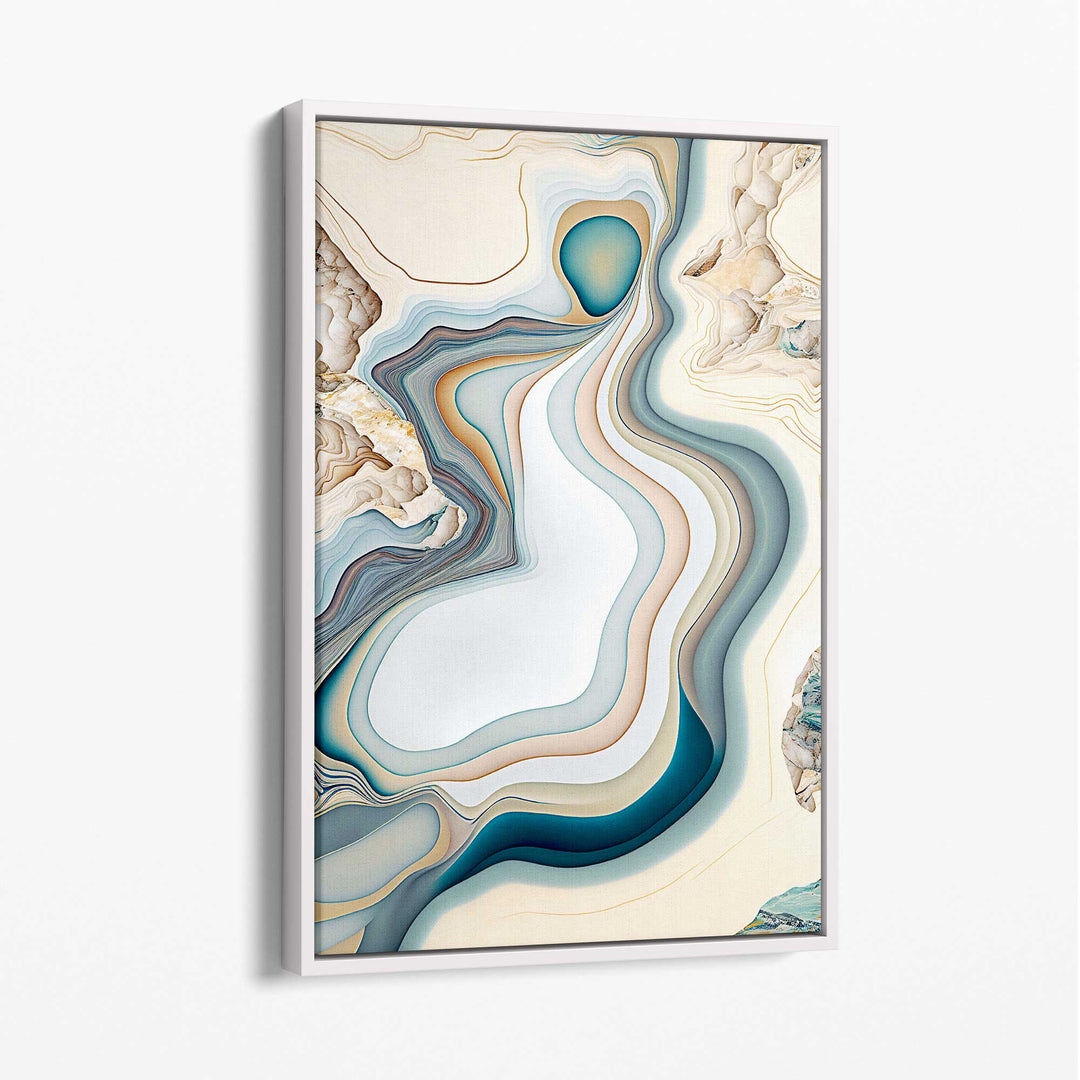 Abstract Contemporary Canvas Print in Beige and Blue No. 3 | Bowlift