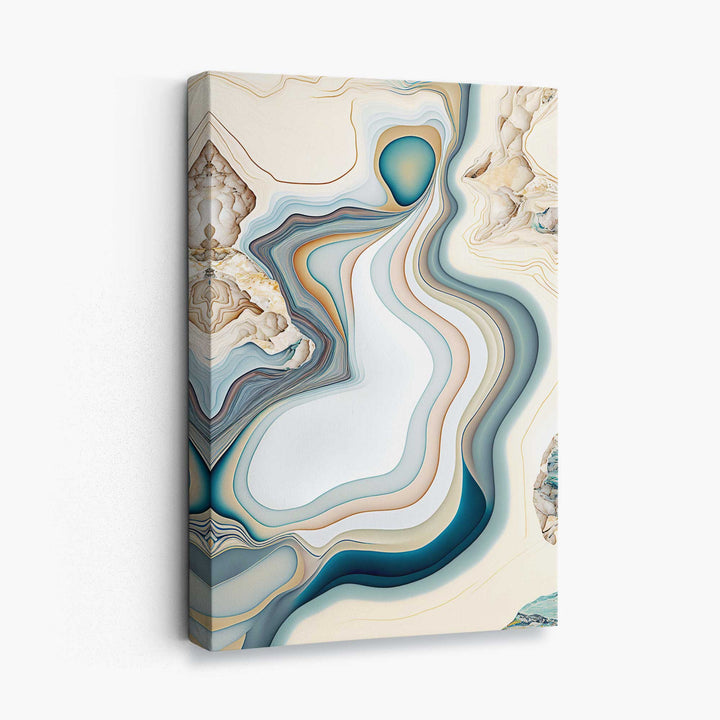 Abstract Contemporary Canvas Print in Beige and Blue No. 3 | Bowlift