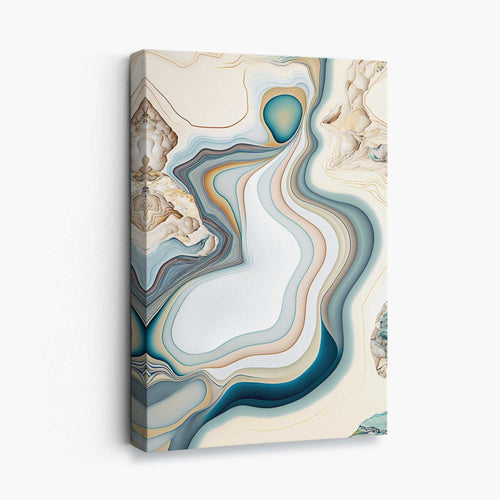 Abstract Contemporary Canvas Print in Beige and Blue No. 3 | Bowlift