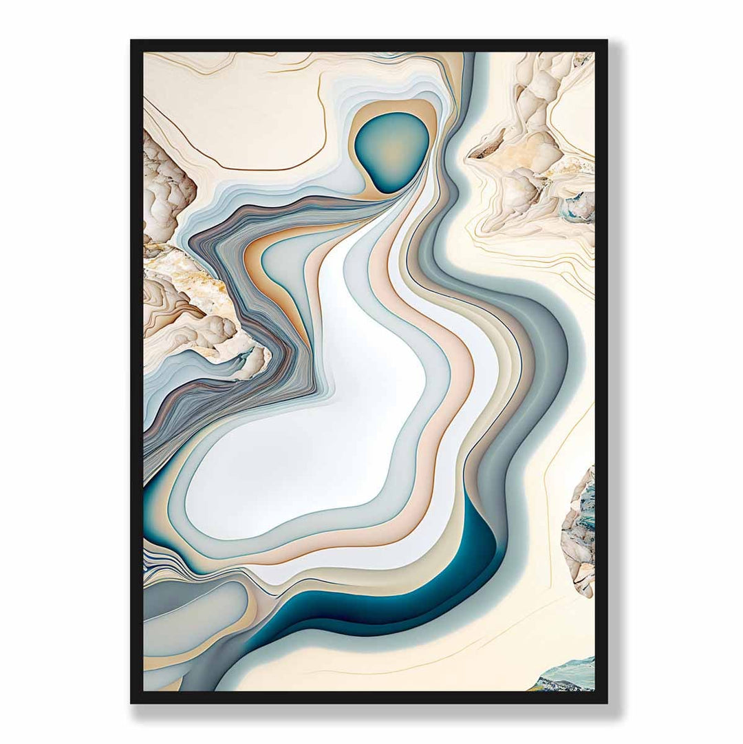 Abstract contemporary art print in Beige and Blue No. 3 | Bowlift