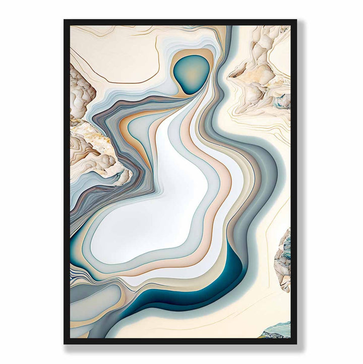 Abstract contemporary art print in Beige and Blue No. 3 | Bowlift