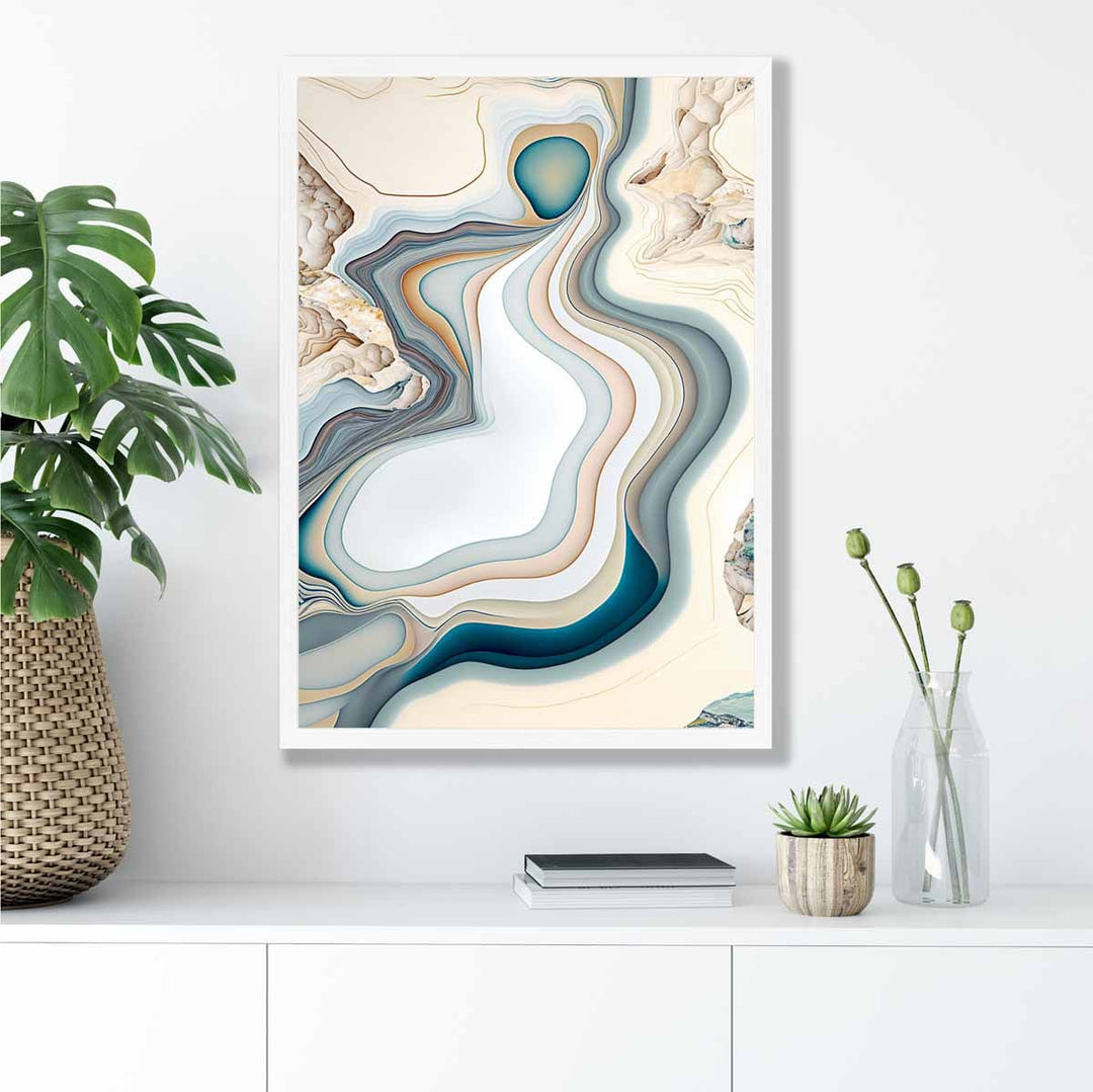 Abstract contemporary art print in Beige and Blue No. 3 | Bowlift