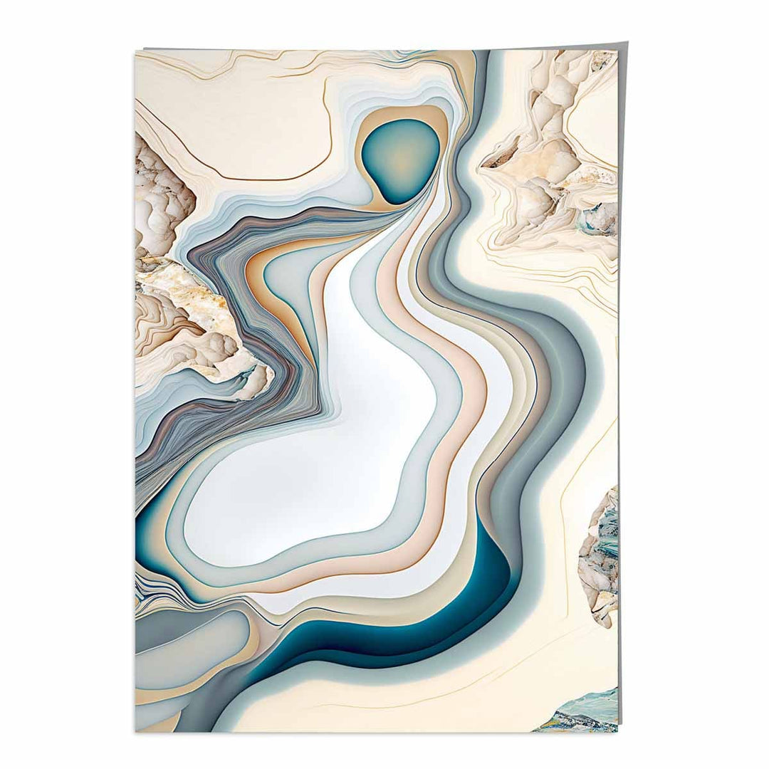 Abstract contemporary art print in Beige and Blue No. 3 | Bowlift