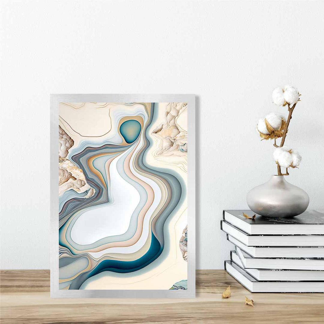 Abstract contemporary art print in Beige and Blue No. 3 | Bowlift