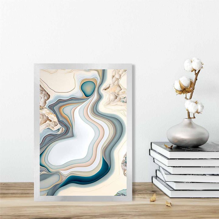 Abstract contemporary art print in Beige and Blue No. 3 | Bowlift