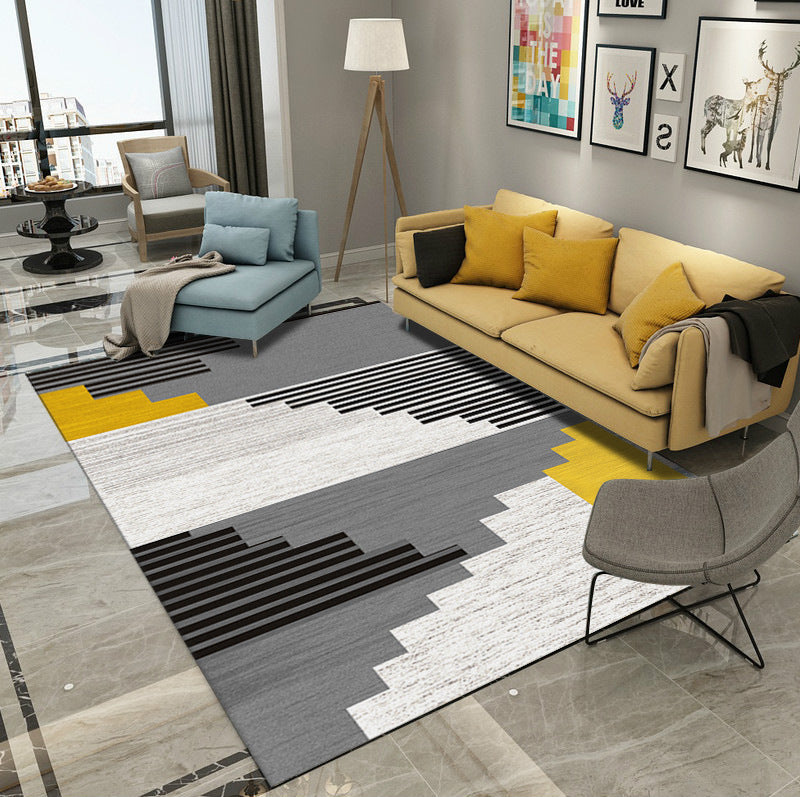 BowLift | Classic Industrial Design Rug Multicolored Postmodernism Rug Stain Resistant Pet Friendly Non-Slip Rug for Room