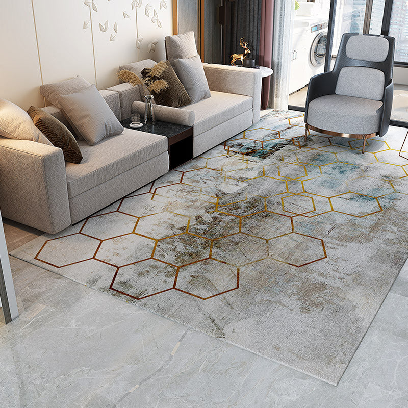 BowLift | Trendy Abstract Print Carpet Multi-colored Industrial Carpet Polypropylene Machine washable Stain resistant Non-slip backing Carpet for the living room