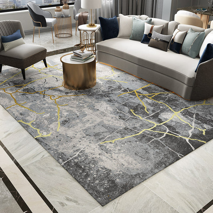 BowLift | Trendy Abstract Print Carpet Multi-colored Industrial Carpet Polypropylene Machine washable Stain resistant Non-slip backing Carpet for the living room