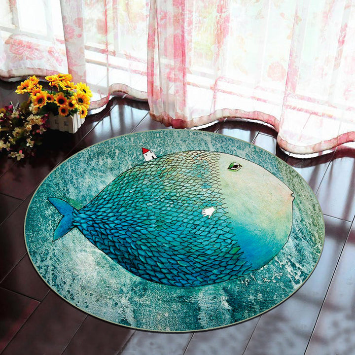 BowLift | Scandinavian Bedroom Rug Multicolor 3D Graphic Print Rug Polyester Non-slip Pet-friendly Stain-resistant Floor Mat