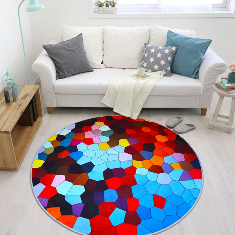 BowLift | Creative Boys Bedroom Rug Multi Colors Optical Illusion Rug Polypropylene Non-slip Pet-friendly Washable Rug