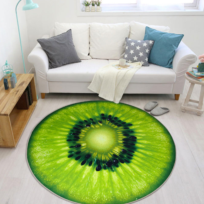BowLift | Multicolor Playroom Carpet Modern 3D Graphic Fruit Carpet Synthetic Non-Slip Machine Washable Stain Resistant Indoor Carpet
