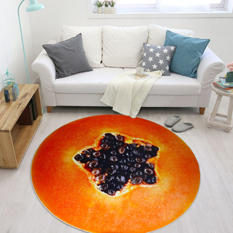BowLift | Multicolor Playroom Carpet Modern 3D Graphic Fruit Carpet Synthetic Non-Slip Machine Washable Stain Resistant Indoor Carpet