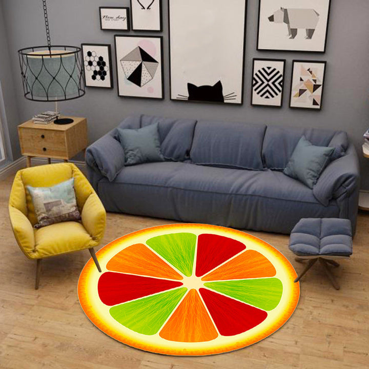 BowLift | Multicolor Playroom Carpet Modern 3D Graphic Fruit Carpet Synthetic Non-Slip Machine Washable Stain Resistant Indoor Carpet