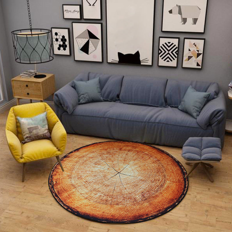 BowLift | Nordic Tree Annual Rings Rug Multi-Colored Polyester Carpet Non-Slip Stain Resistant Pet Friendly Rug for Seating Area