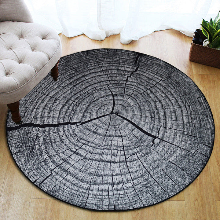 BowLift | Nordic Tree Annual Rings Rug Multi-Colored Polyester Carpet Non-Slip Stain Resistant Pet Friendly Rug for Seating Area