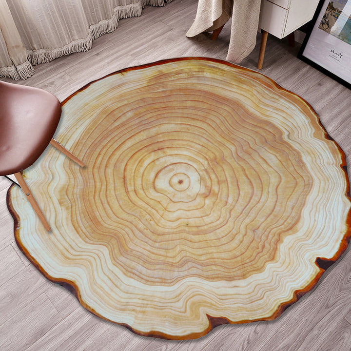 BowLift | Nordic Tree Annual Rings Rug Multi-Colored Polyester Carpet Non-Slip Stain Resistant Pet Friendly Rug for Seating Area