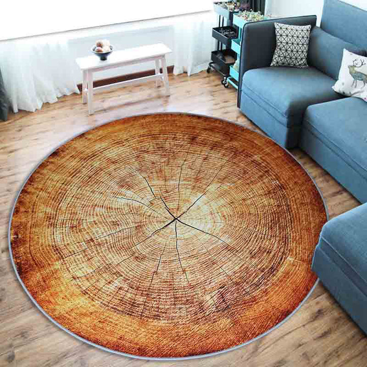 BowLift | Nordic Tree Annual Rings Rug Multi-Colored Polyester Carpet Non-Slip Stain Resistant Pet Friendly Rug for Seating Area