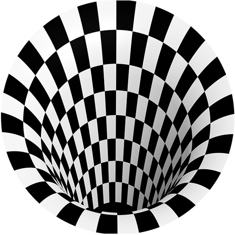 BowLift | Classic 3D Illusion Trapezoid Rug Black and White Modern Rug Polypropylene Non-slip Washable Stain Resistant Rug for Bedroom