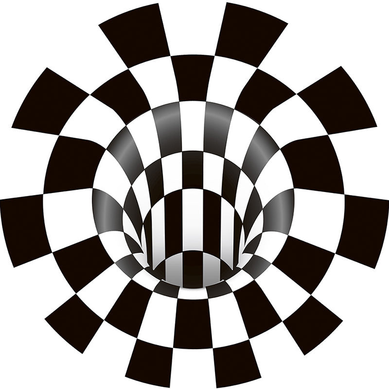 BowLift | Classic 3D Illusion Trapezoid Rug Black and White Modern Rug Polypropylene Non-slip Washable Stain Resistant Rug for Bedroom