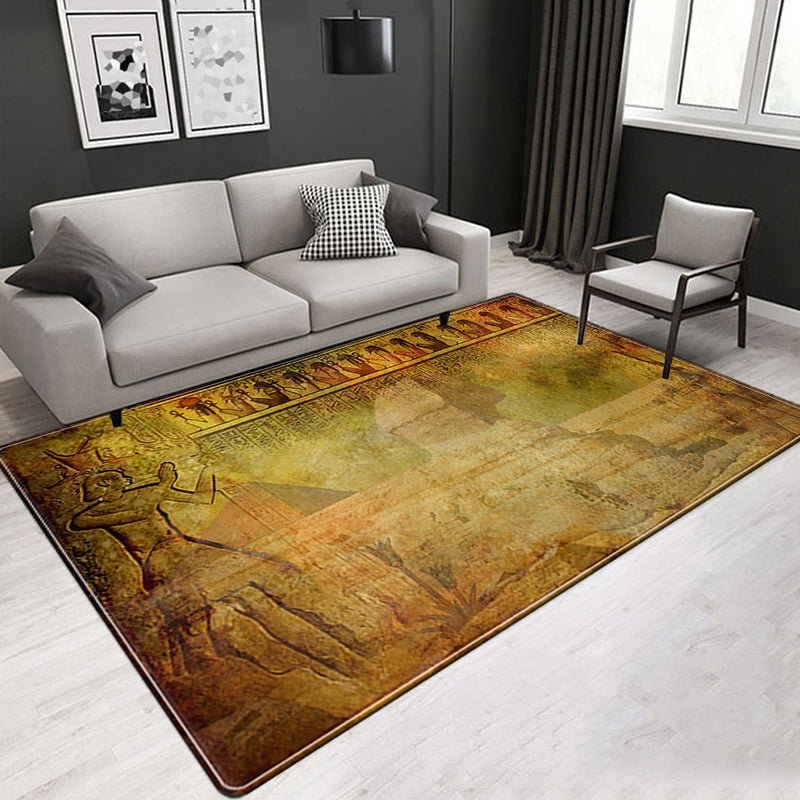 BowLift | Novelty Living Room Rug Multicolored Tribal Figures Print Rug Synthetic Pet Friendly Non-Slip Back Washable Rug