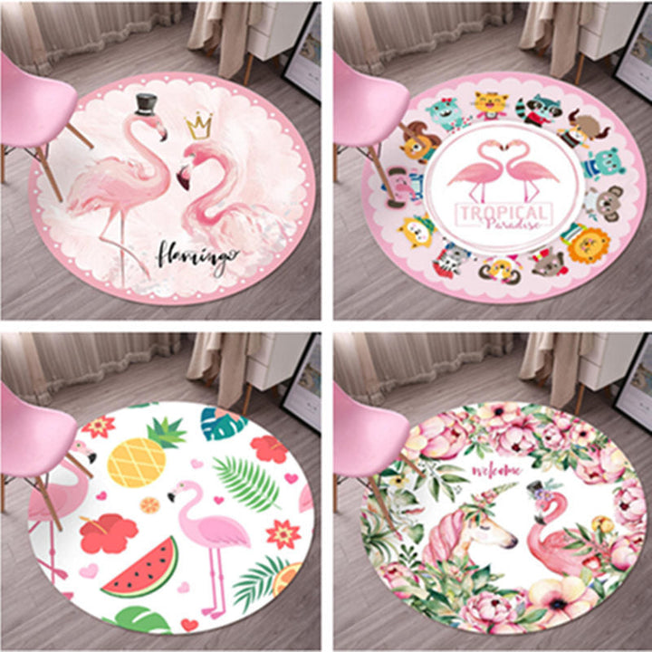 BowLift | Tropical Flamingo Rug Multicolor Synthetic Rug Washable Non-Slip Backing Pet Friendly Rug for Living Room