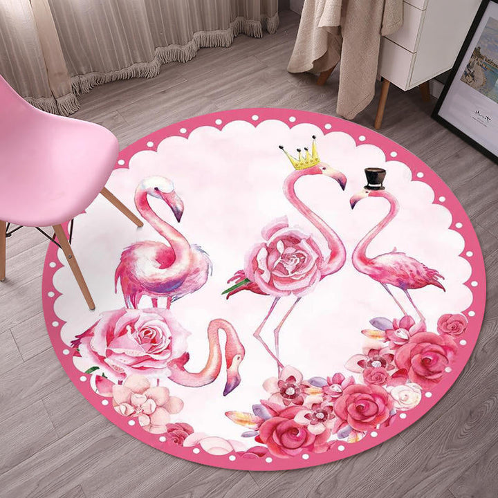 BowLift | Tropical Flamingo Rug Multicolor Synthetic Rug Washable Non-Slip Backing Pet Friendly Rug for Living Room