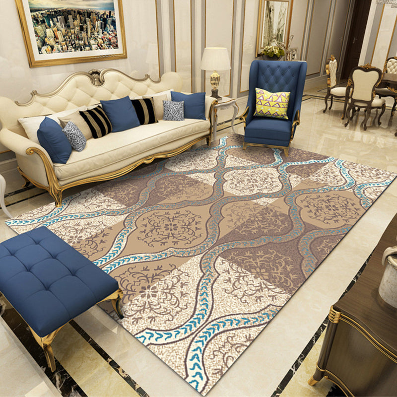 Modern Botanical Carpet Multicolor Polypropylene Area Rug Stain Resistant Non-Slip Pet-Friendly Carpet for Rooms | Bowlift