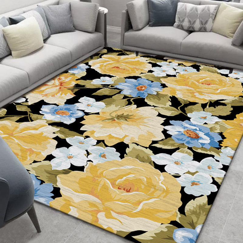 Glam Nordic Carpet Multicolored Plant Carpet Stain Resistant Washable Non-Slip Back Carpet for Living Room | Bowlift
