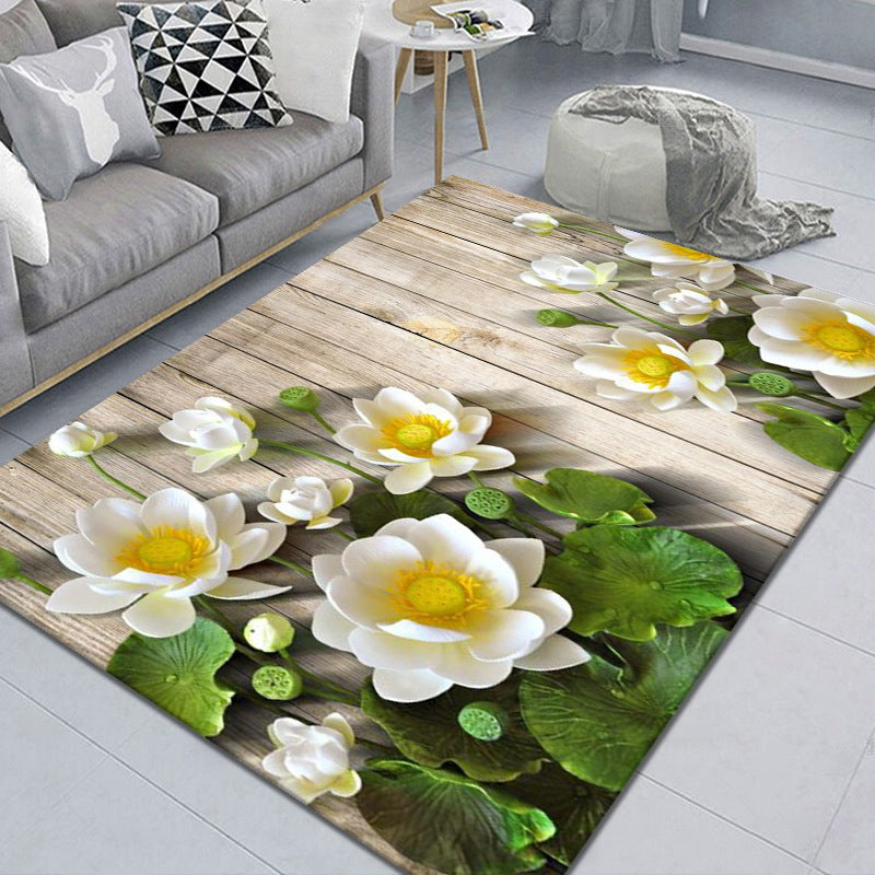 Beautiful 3D Flower Indoor Carpet Multicolored Modern Carpet Polypropylene Washable Non-Slip Back Stain-Resistant Carpet for Home | Bowlift