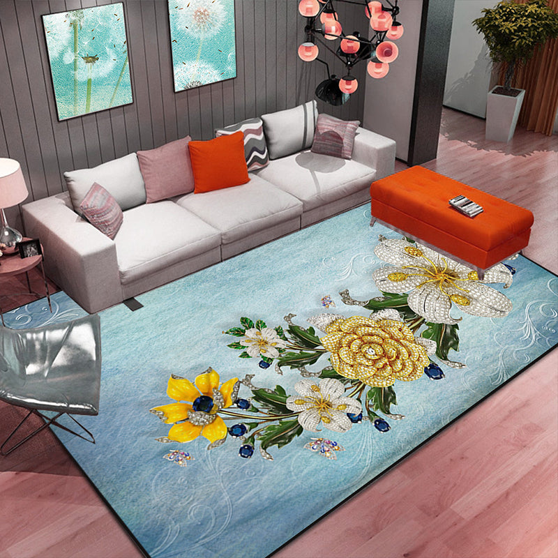 Multicolor Area Rug Contemporary Floral Rug Synthetic Stain Resistant Non-Slip Back Washable Rug | Bowlift